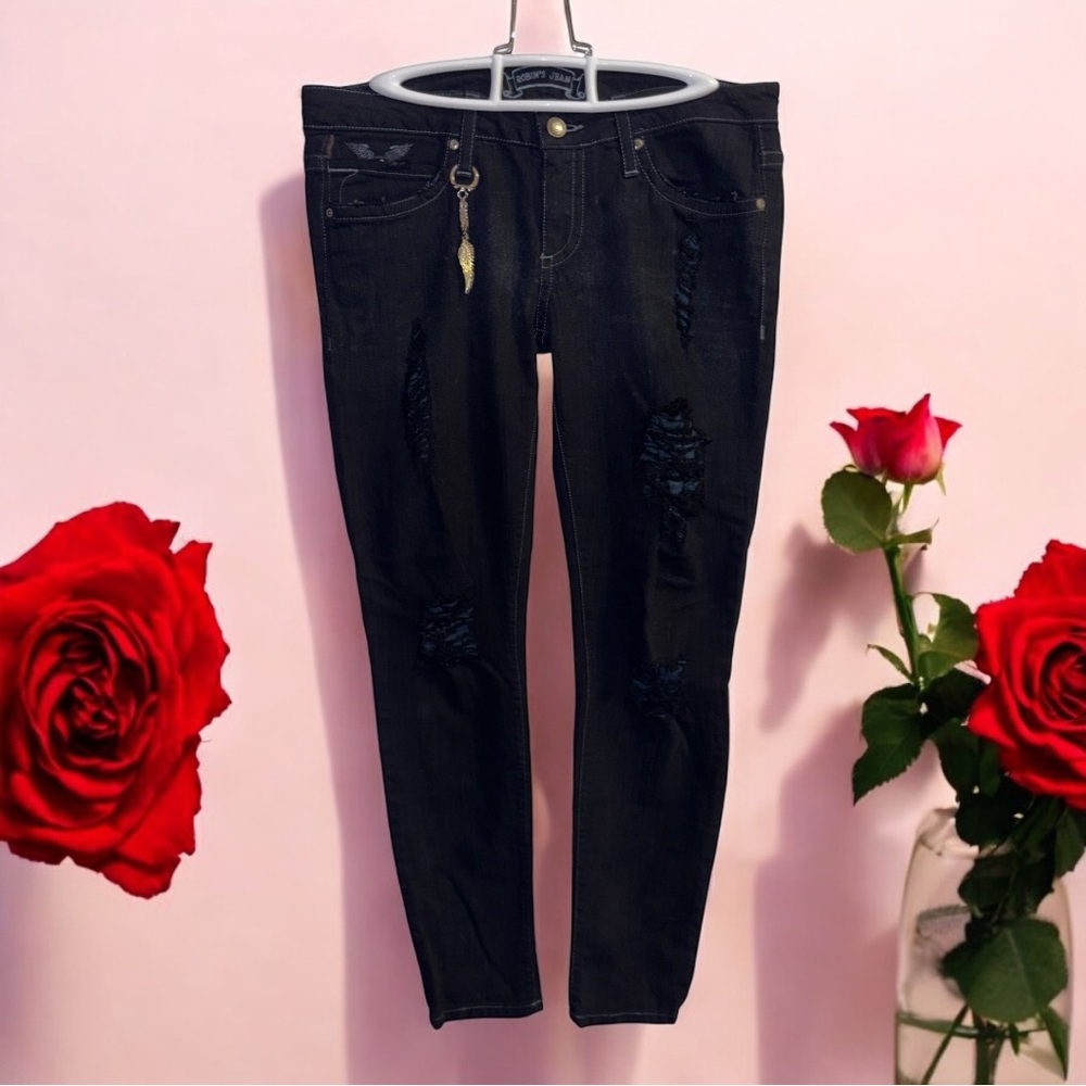 Robins Jean Black Distressed Jeans